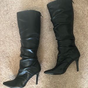 Carlos Santana black faux leather high heel boots